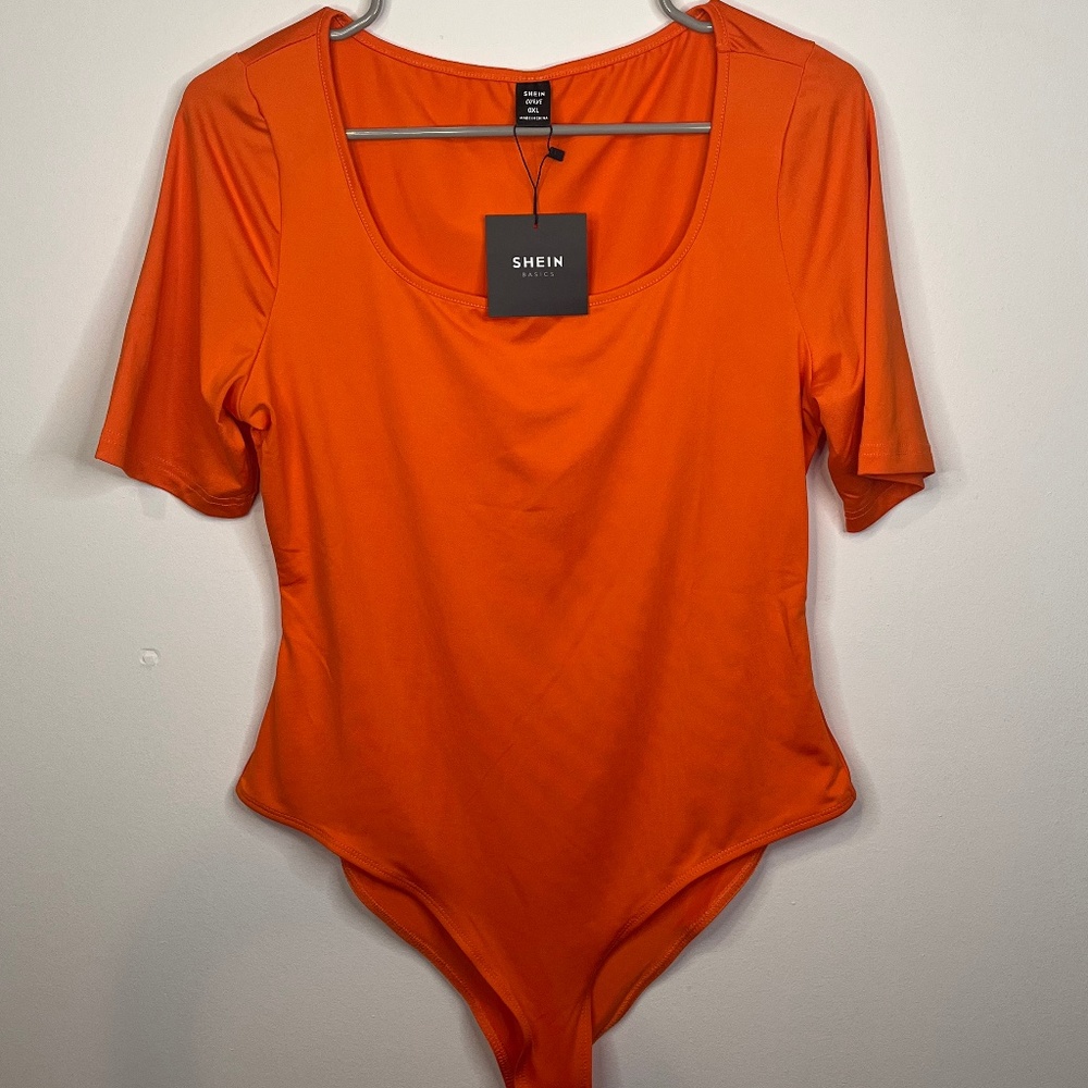 Women's Orange Basic Lightweight Bodysuit Size 0XL